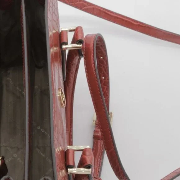 MICHAEL KORS Croc Embossed Red Leather Satchel Leather Bag Handbag Purse - Picture 9 of 9